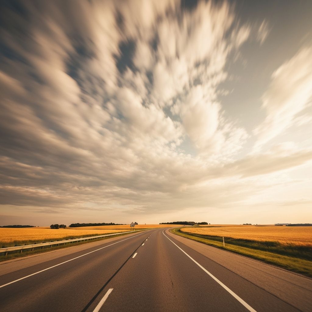 Open Ohio highway on the Dude Network Tavern Tour road trip